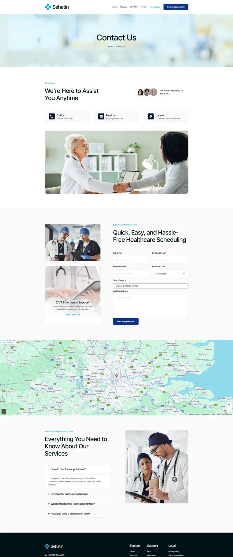 健康/医药 Elementor 模板联系页面预览