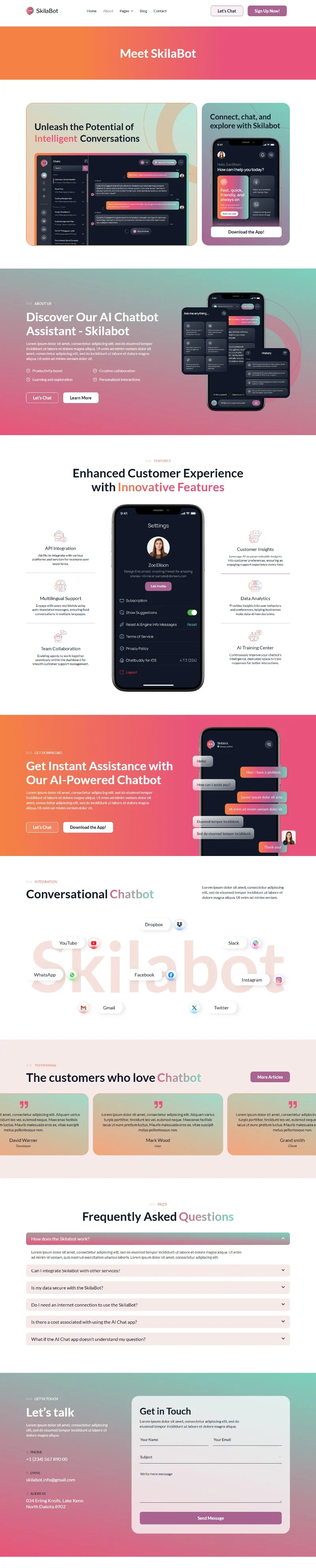 智能对话服务Elementor网站模板_一键导入快速建站插图2-WP资源海 AI Elementor 模板关于我们预览