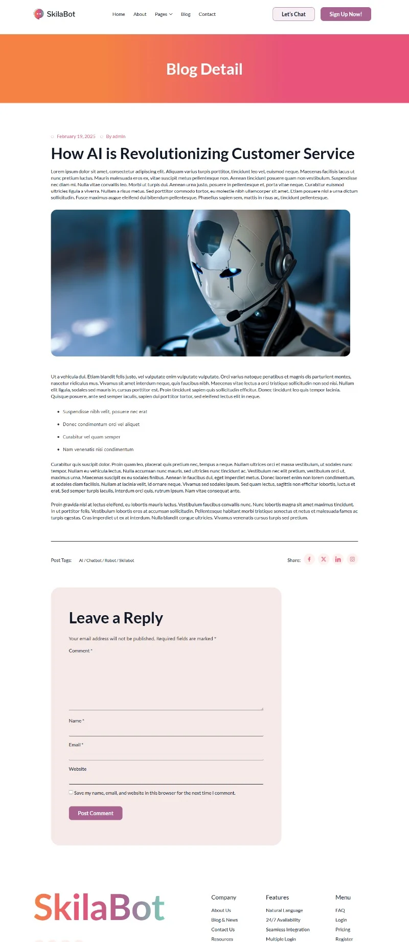 智能对话服务Elementor网站模板_一键导入快速建站插图4-WP资源海 AI Elementor 模板博客页面预览
