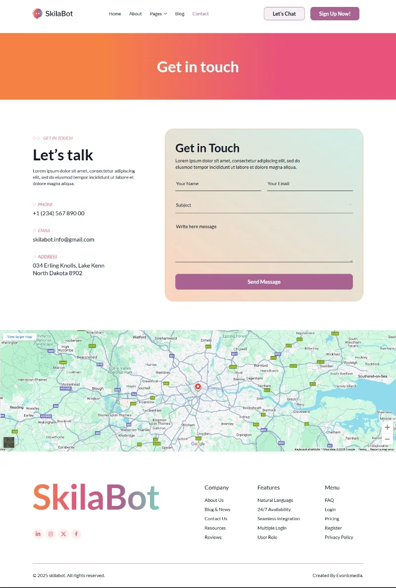 智能对话服务Elementor网站模板_一键导入快速建站插图5-WP资源海 AI Elementor 模板联系页面预览