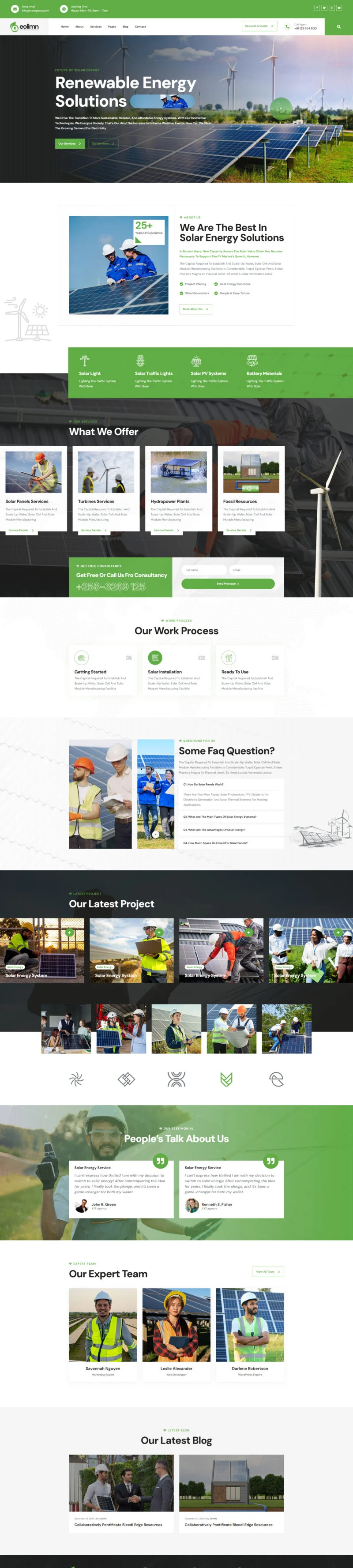 太阳能工程公司Elementor网站模板_一键导入快速建站插图1-WP资源海 工业/工厂 Elementor 模板首页预览