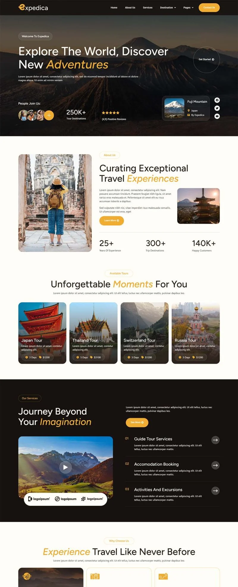户外/旅行 Elementor 模板首页预览