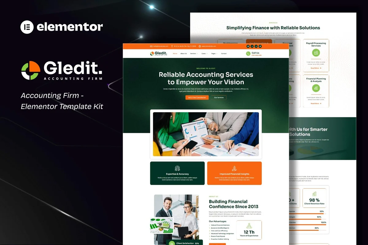 财税服务Elementor网站模板_一键导入快速建站插图-WP资源海 金融/投资 Elementor 网站模板封面