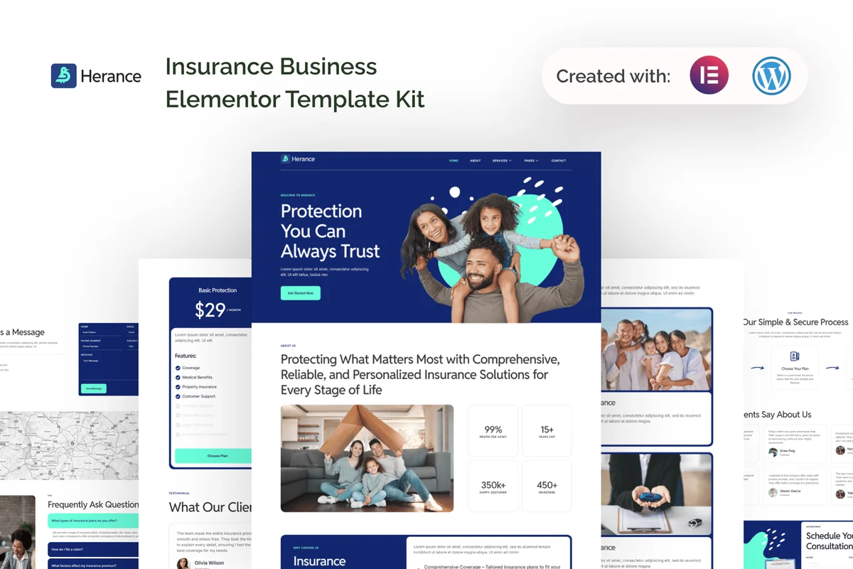 保险公司Elementor网站模板_一键导入快速建站插图-WP资源海 企业 Elementor 网站模板封面