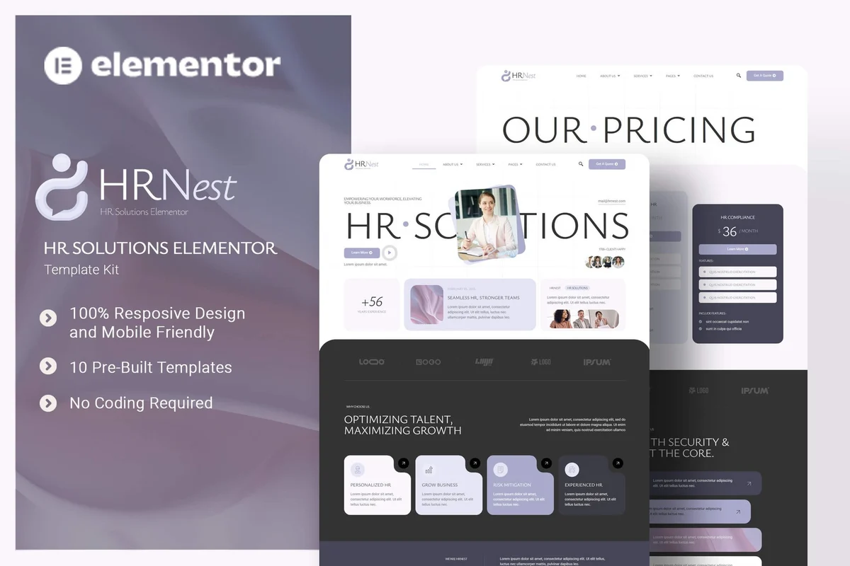 HR服务企业Elementor网站模板_一键导入快速建站插图-WP资源海 企业 Elementor 网站模板封面