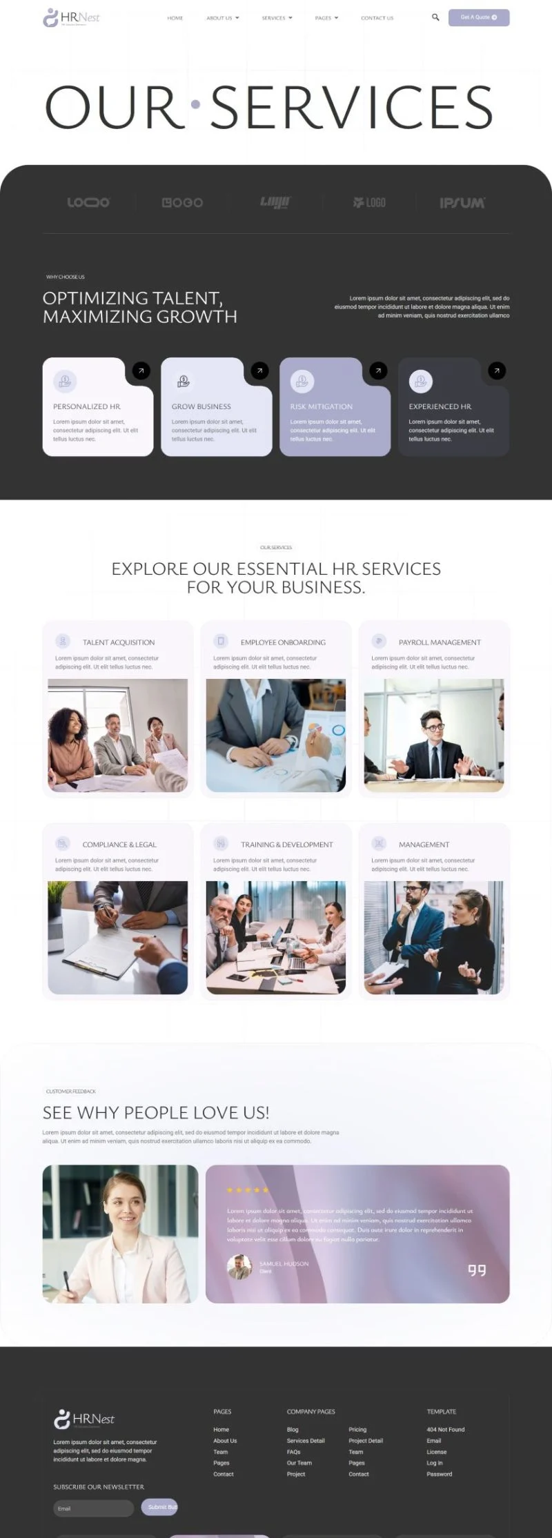 HR服务企业Elementor网站模板_一键导入快速建站插图4-WP资源海 企业 Elementor 模板服务页面预览