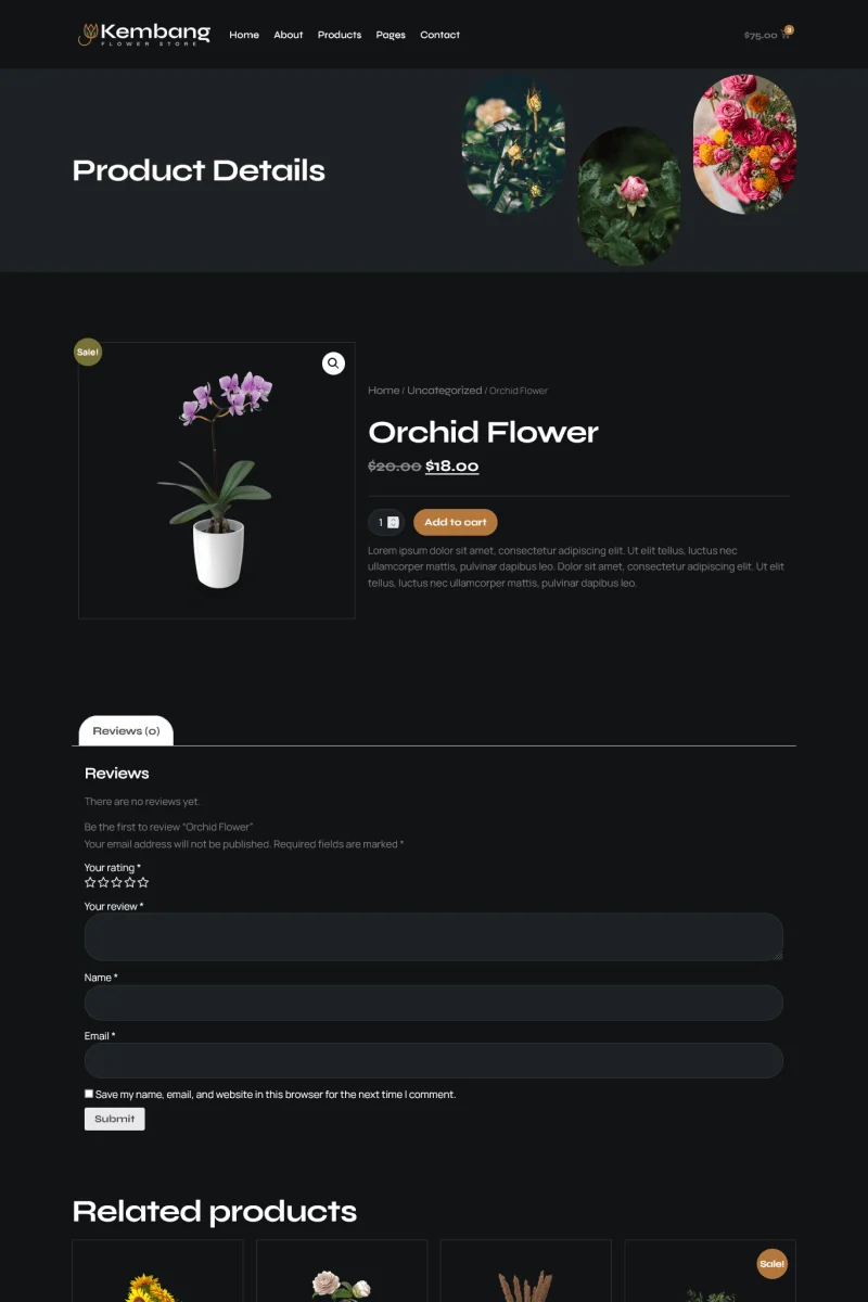 鲜花零售Elementor网站模板_一键导入快速建站插图3-WP资源海 💐花卉/绿植 Elementor 模板产品详情预览
