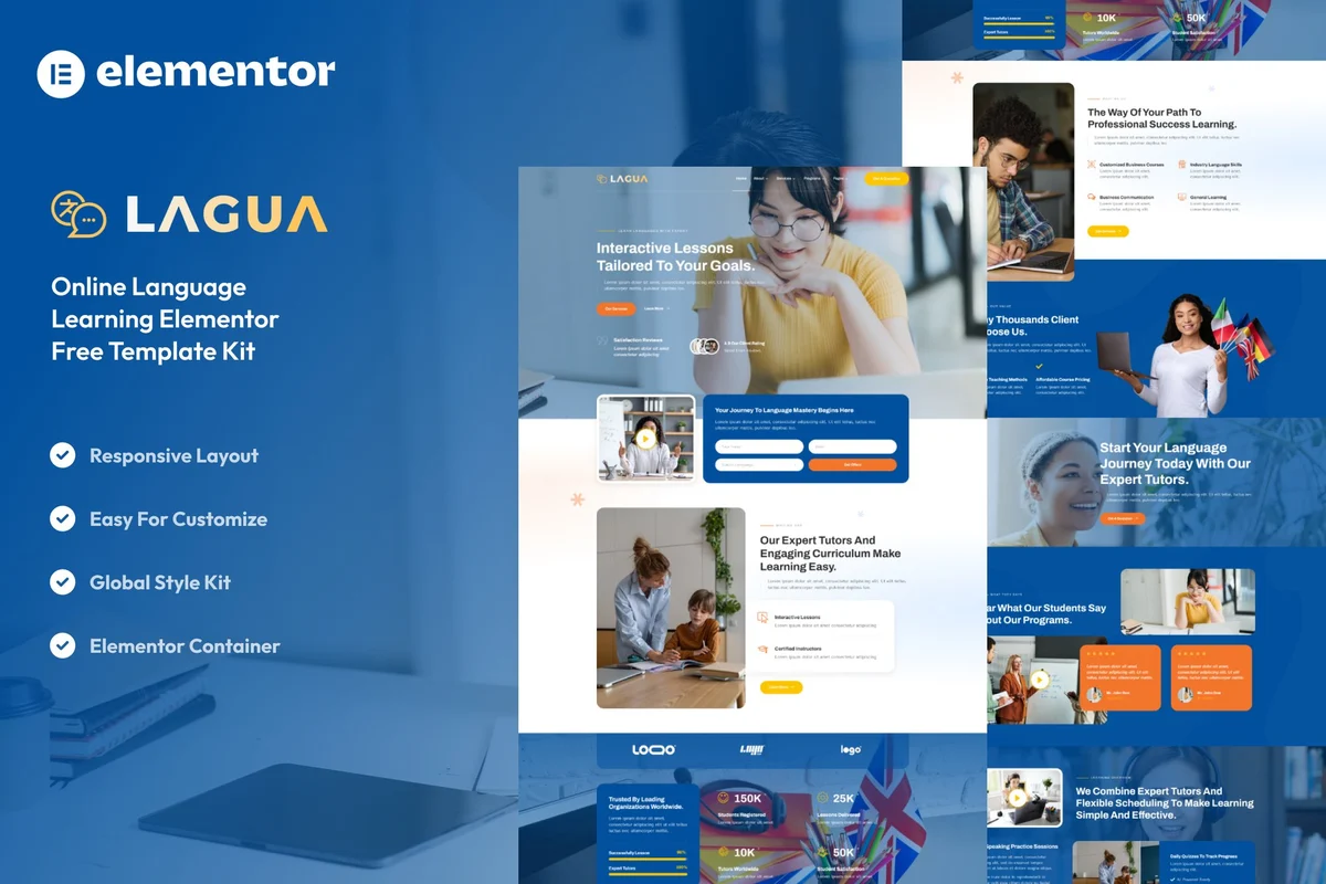 语言培训Elementor网站模板_一键导入快速建站插图-WP资源海 教育/培训 Elementor 网站模板封面