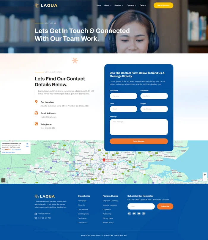 教育/培训 Elementor 模板联系页面预览