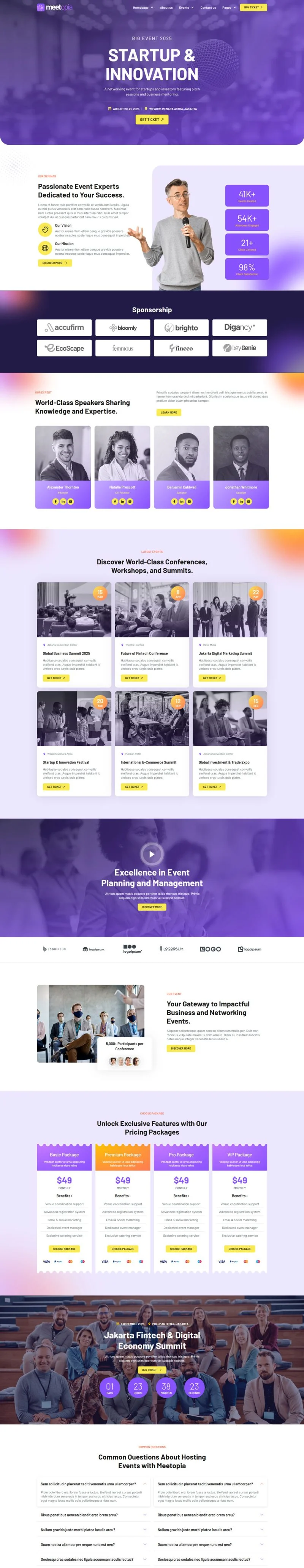 会议/展览 Elementor 模板首页预览
