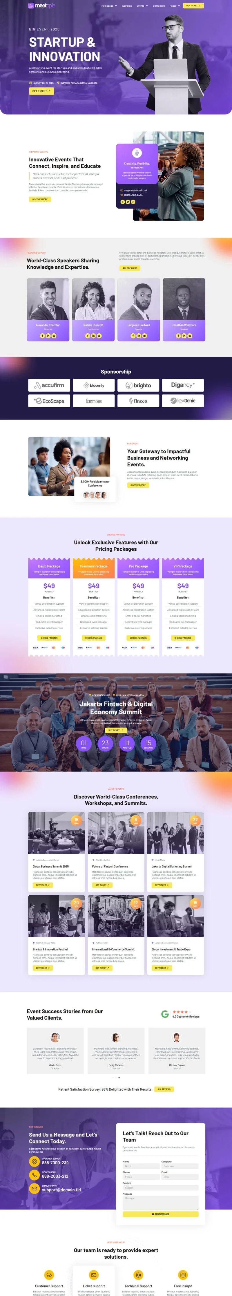 会议/展览 Elementor 模板首页预览