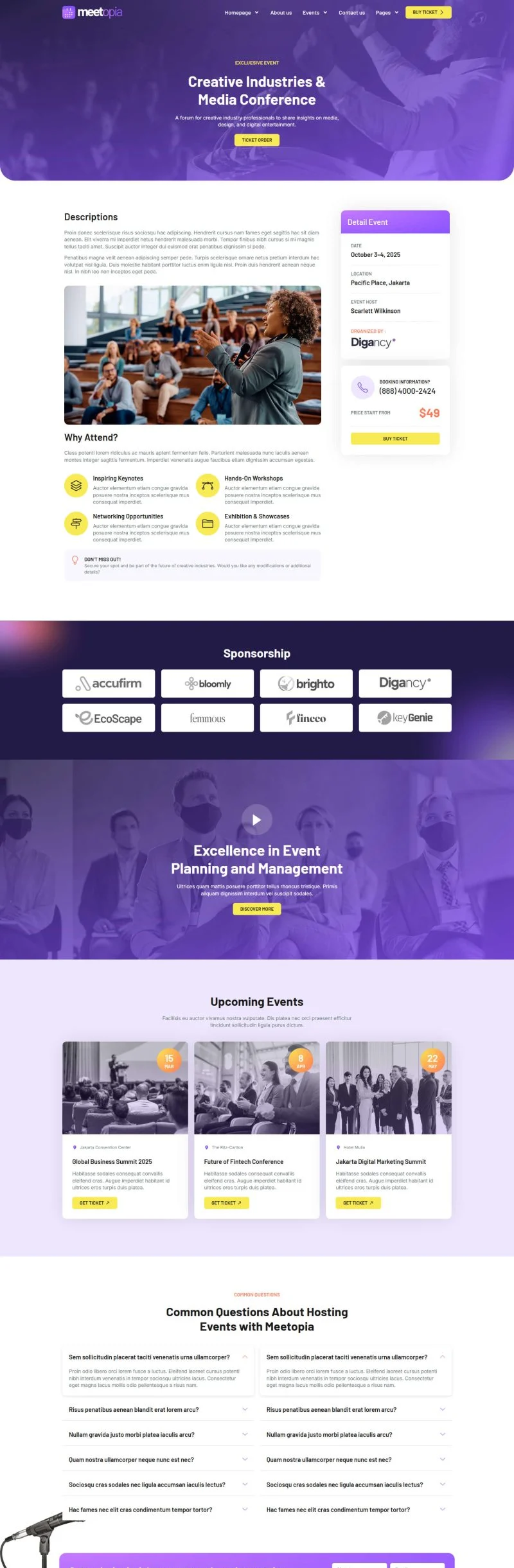 会议/展览 Elementor 模板活动详情页预览