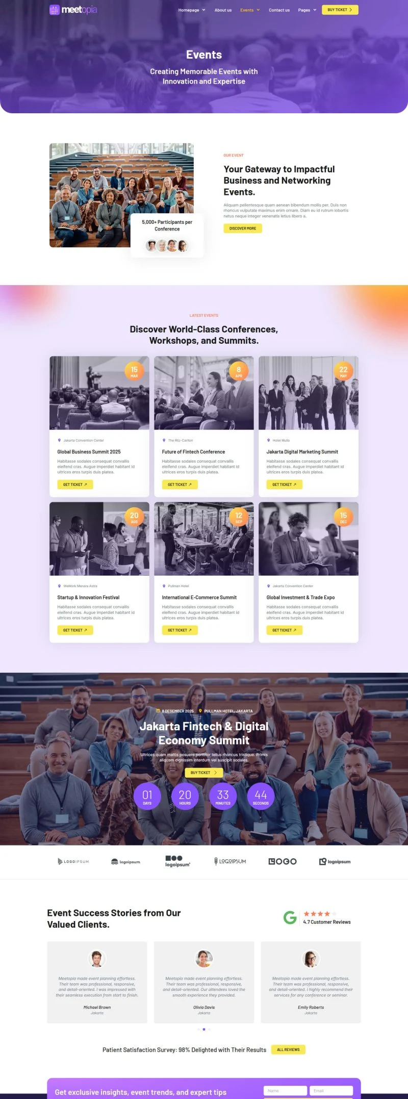 会议/展览 Elementor 模板活动页面预览