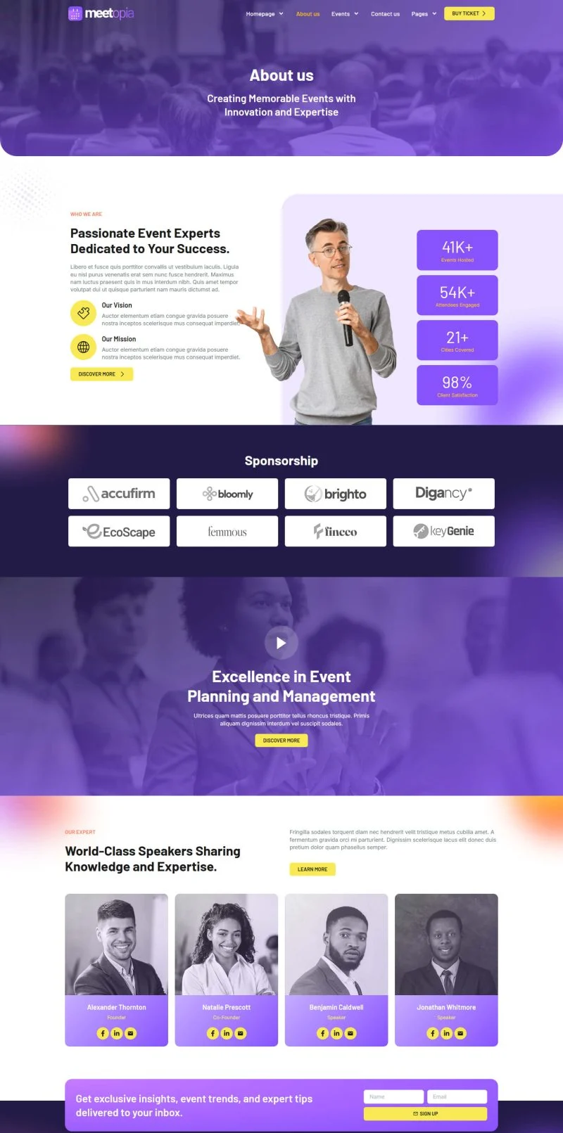 会议/展览 Elementor 模板关于我们预览