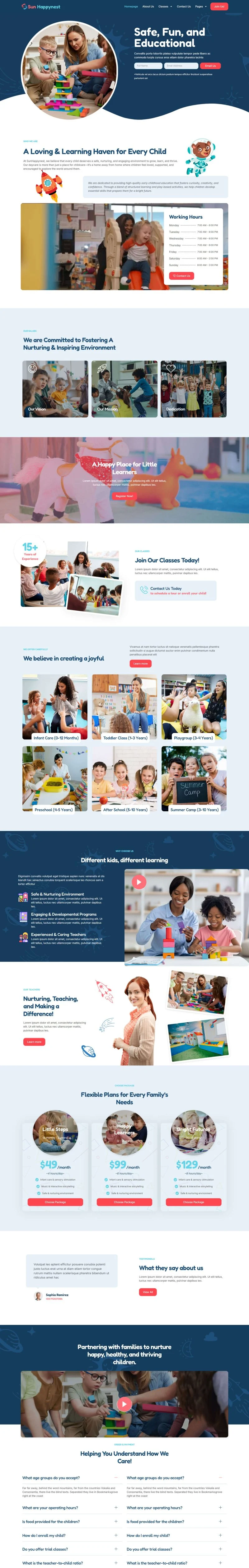 幼儿日托Elementor网站模板_一键导入快速建站插图4-WP资源海 学校 Elementor 模板首页预览