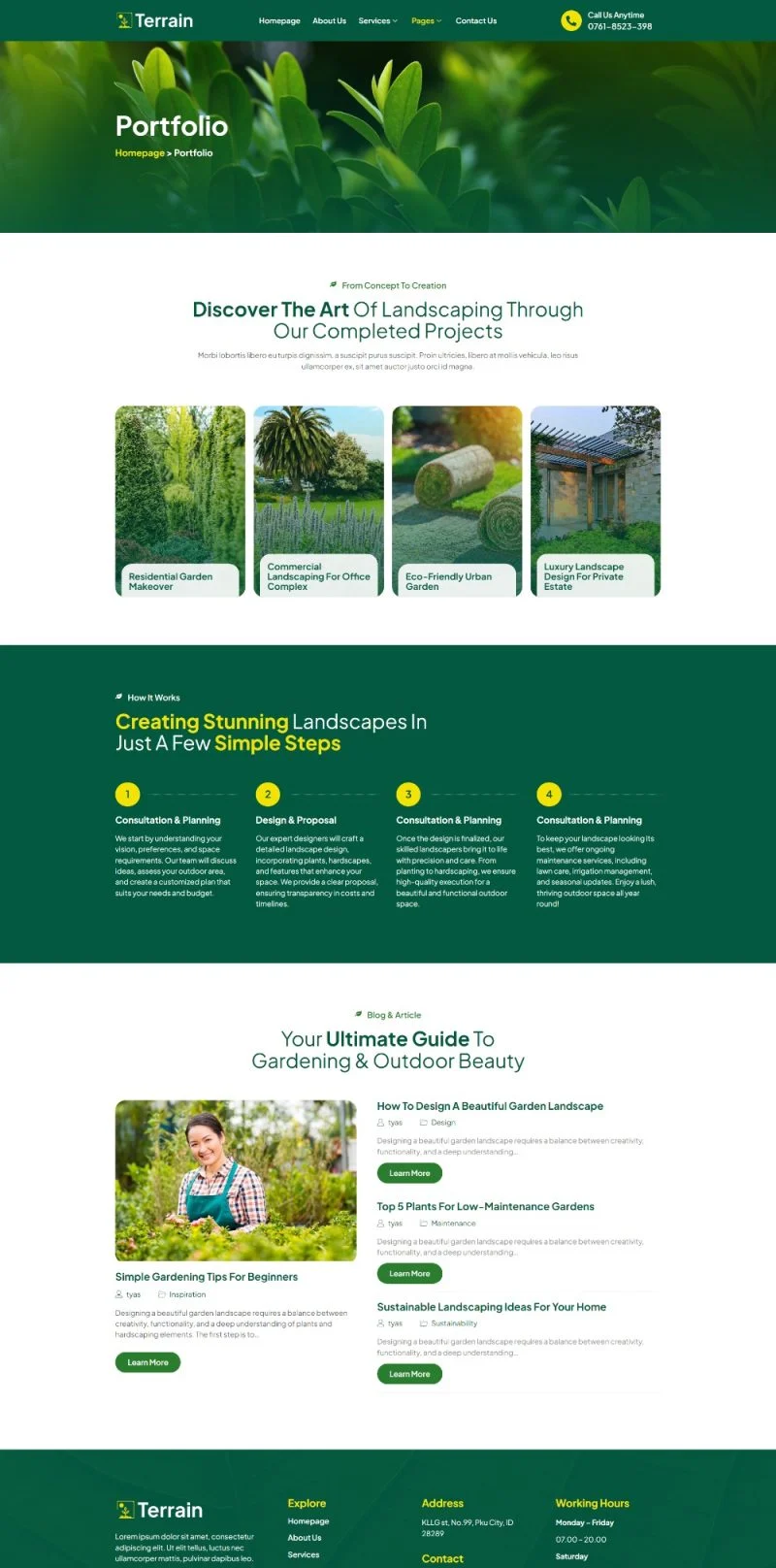 户外空间美化Elementor网站模板_一键导入快速建站插图7-WP资源海 💐花卉/绿植 Elementor 模板案例页面预览