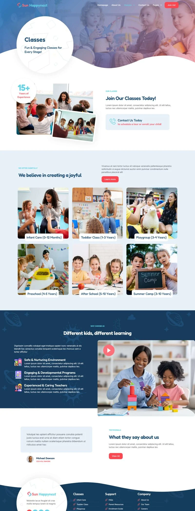 幼儿日托Elementor网站模板_一键导入快速建站插图7-WP资源海 学校 Elementor 模板课程列表预览