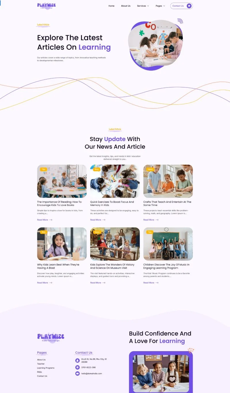 少儿教育Elementor网站模板_一键导入快速建站插图7-WP资源海 教育/培训 Elementor 模板最新动态预览
