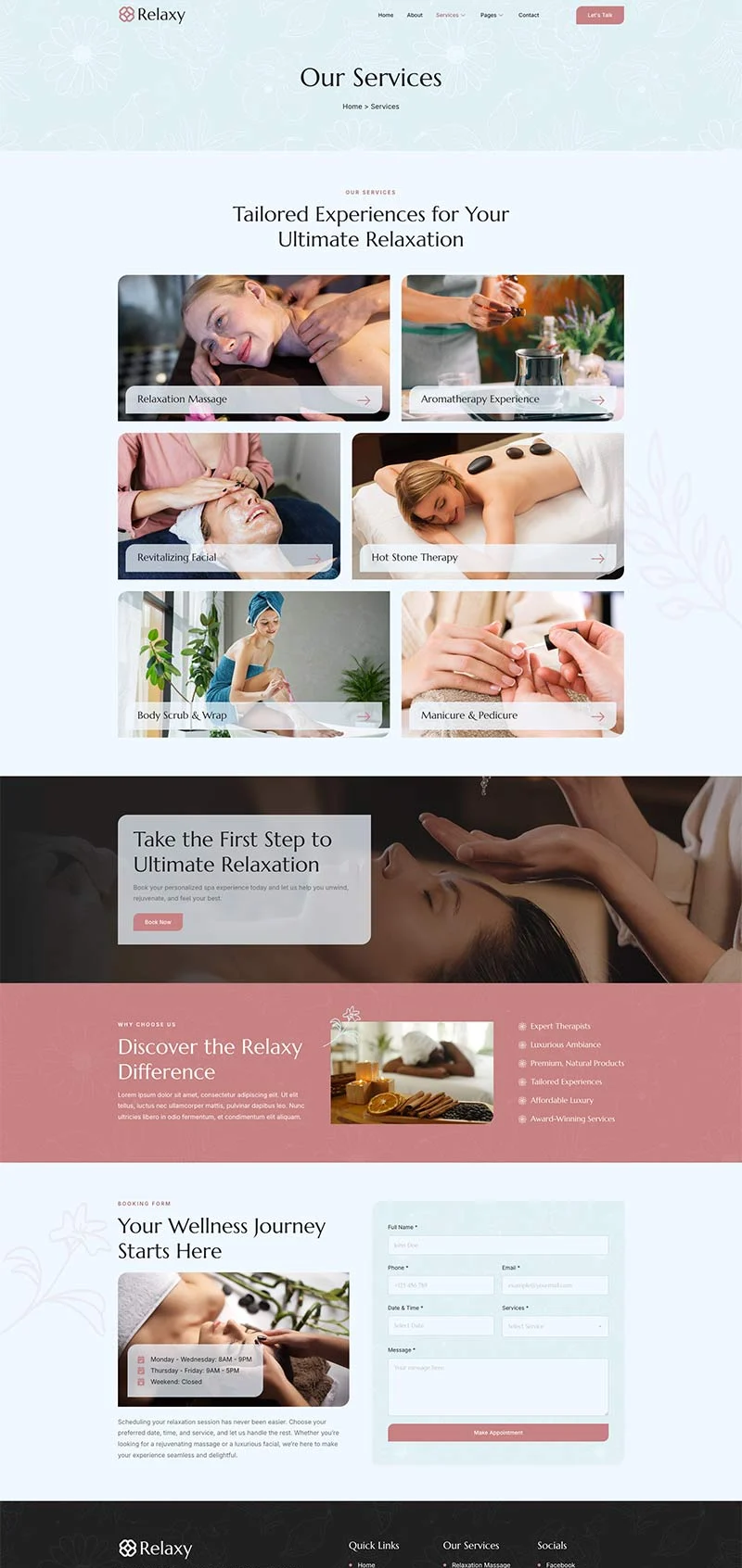 水疗养生Elementor网站模板_一键导入快速建站插图3-WP资源海 美容/美发 Elementor 模板服务页面预览