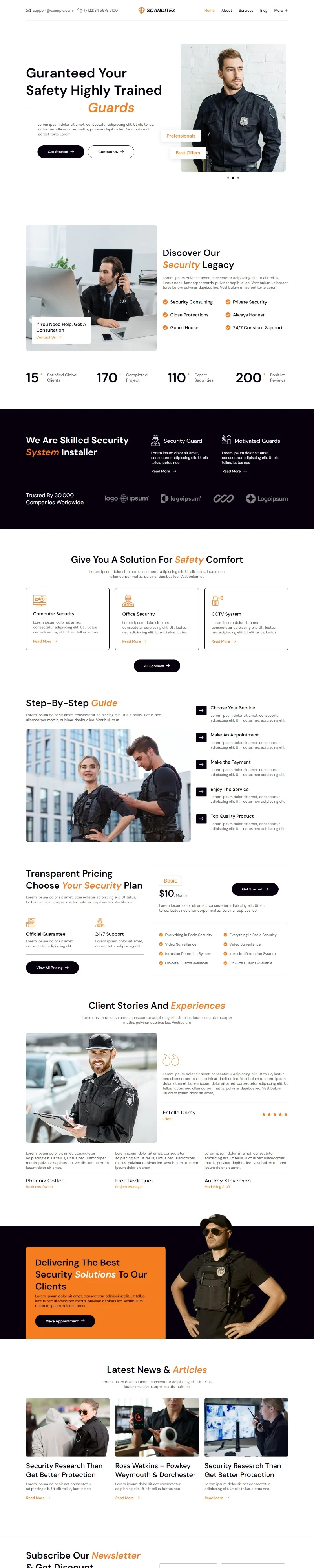 安保公司Elementor网站模板_一键导入快速建站插图1-WP资源海 服务/咨询 Elementor 模板首页预览