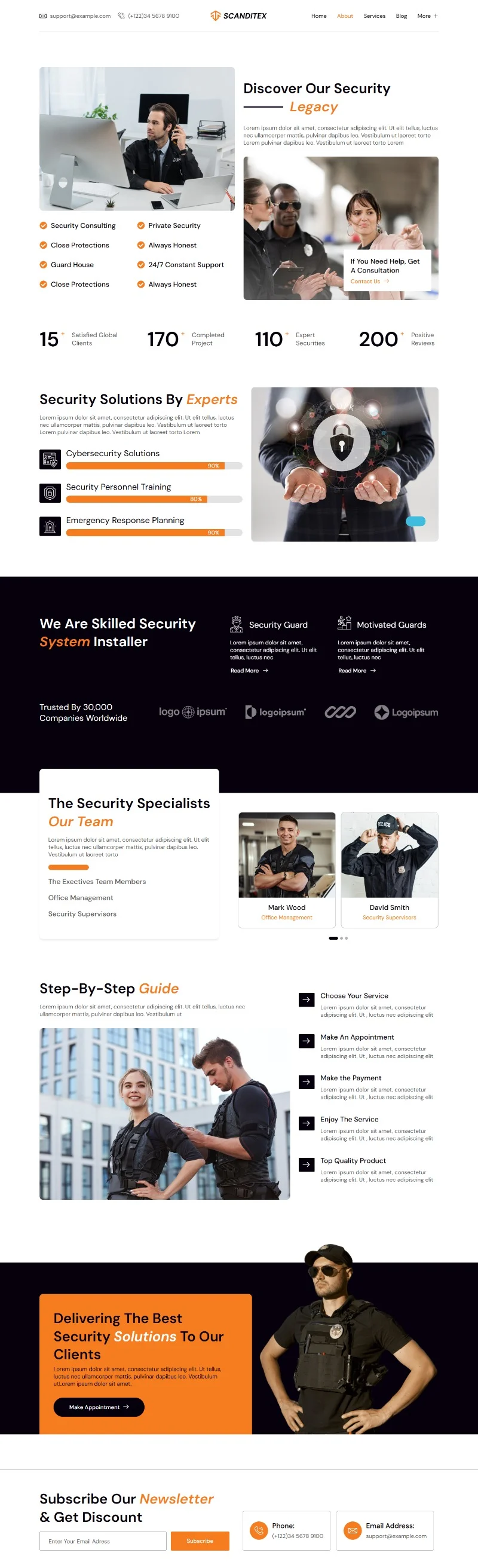 安保公司Elementor网站模板_一键导入快速建站插图2-WP资源海 服务/咨询 Elementor 模板关于我们预览