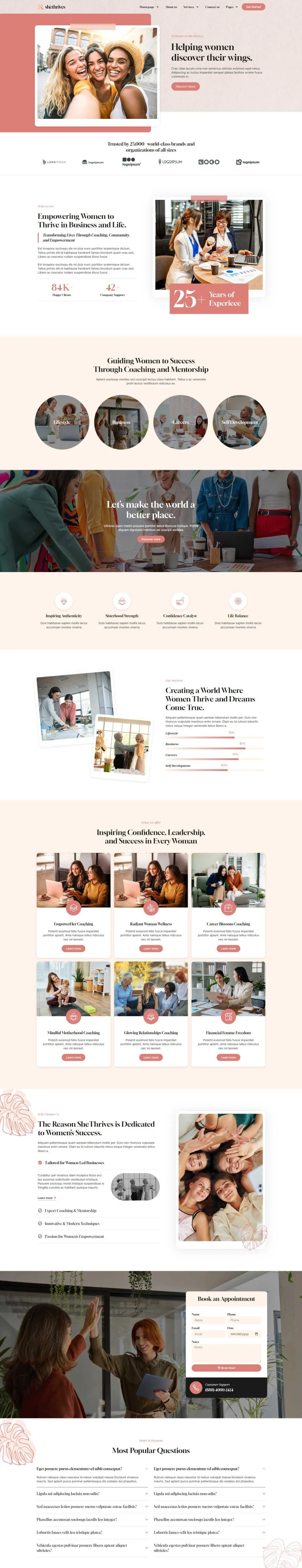 女性商业Elementor网站模板_一键导入快速建站插图2-WP资源海 企业 Elementor 模板首页预览