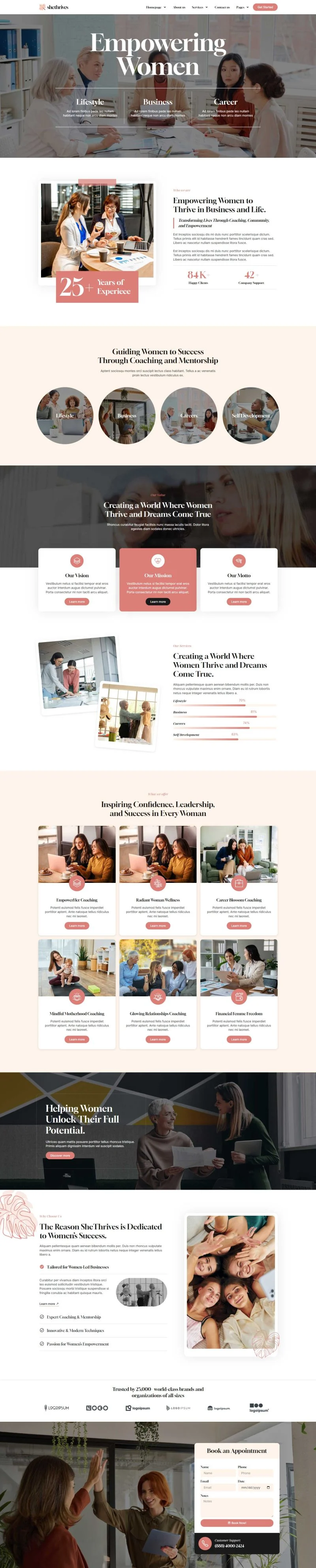 女性商业Elementor网站模板_一键导入快速建站插图3-WP资源海 企业 Elementor 模板首页预览