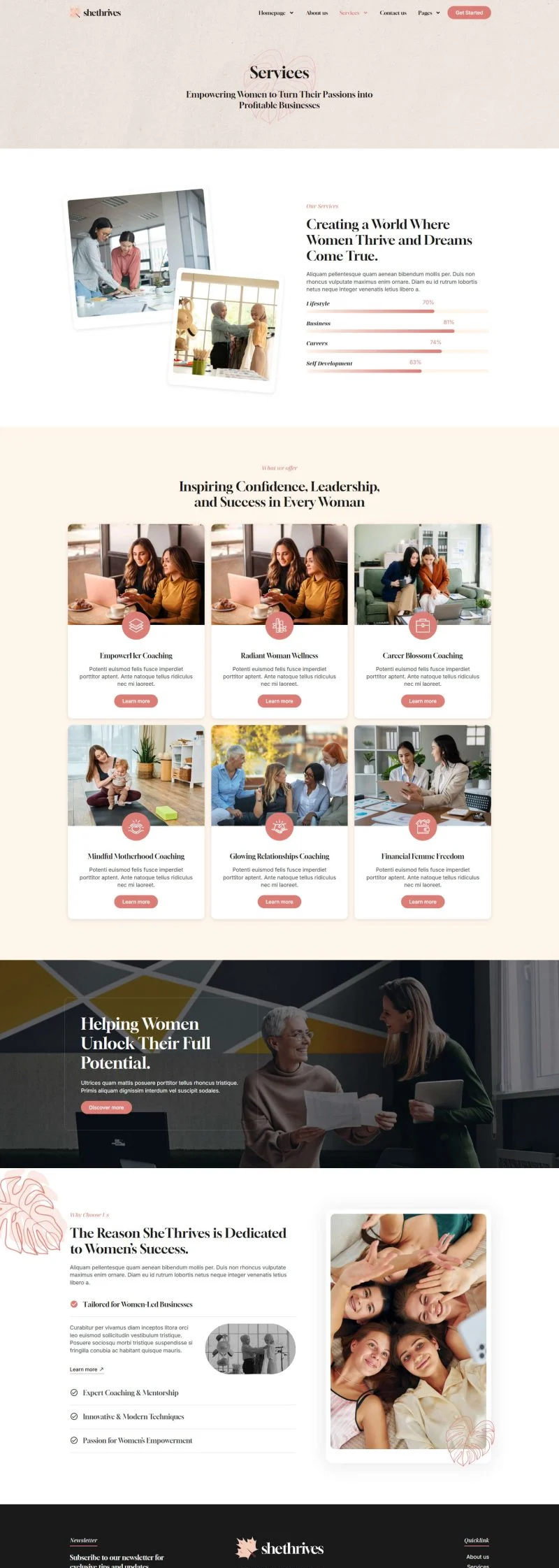 女性商业Elementor网站模板_一键导入快速建站插图4-WP资源海 企业 Elementor 模板服务页面预览