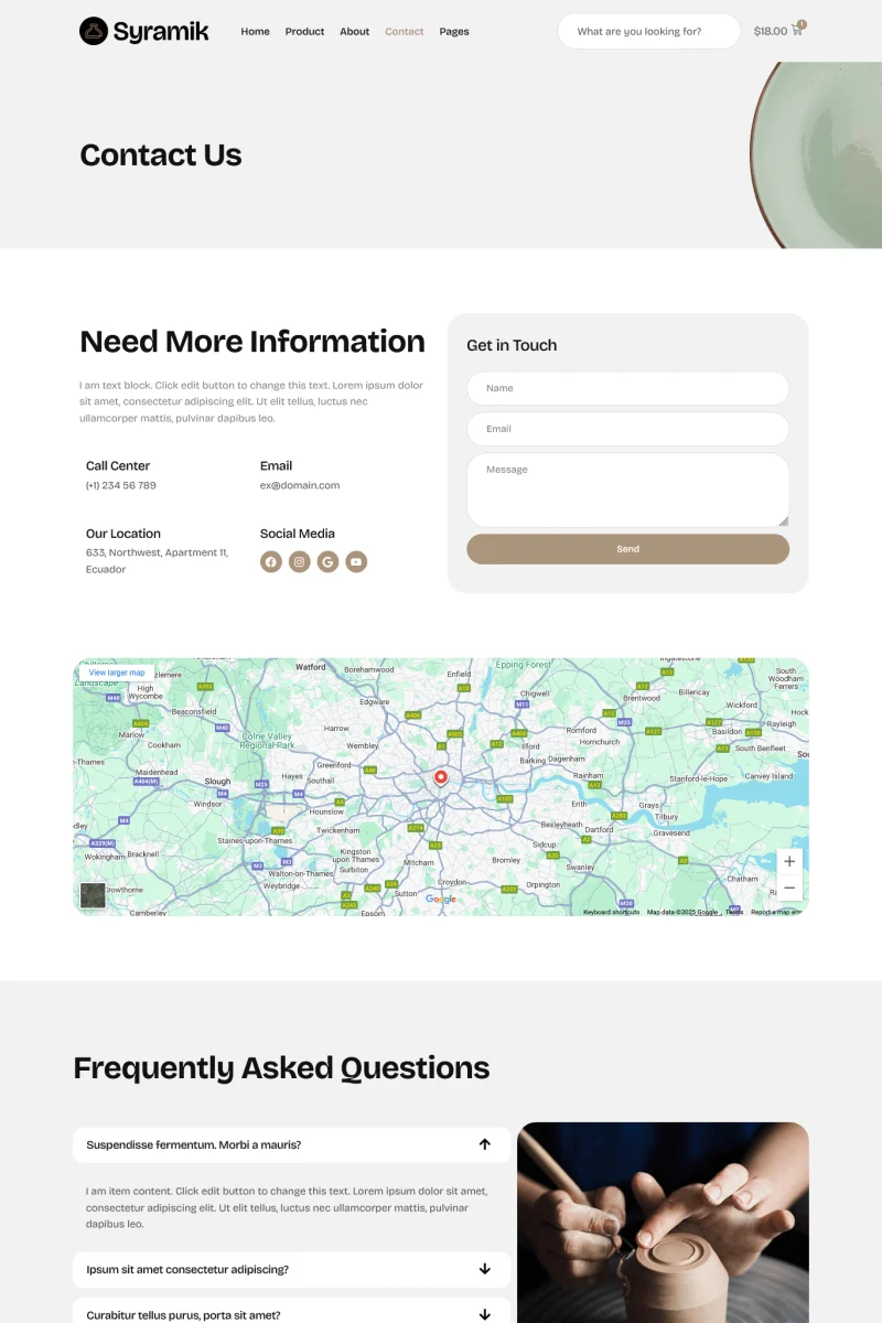 陶瓷零售Elementor网站模板_一键导入快速建站插图4-WP资源海 门店 Elementor 模板联系页面预览