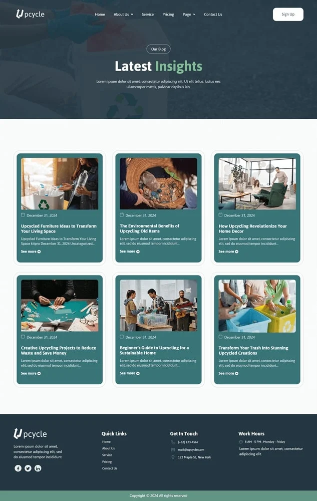 废物回收企业Elementor网站模板_一键导入快速建站插图7-WP资源海 工业/工厂 Elementor 模板博客页面预览