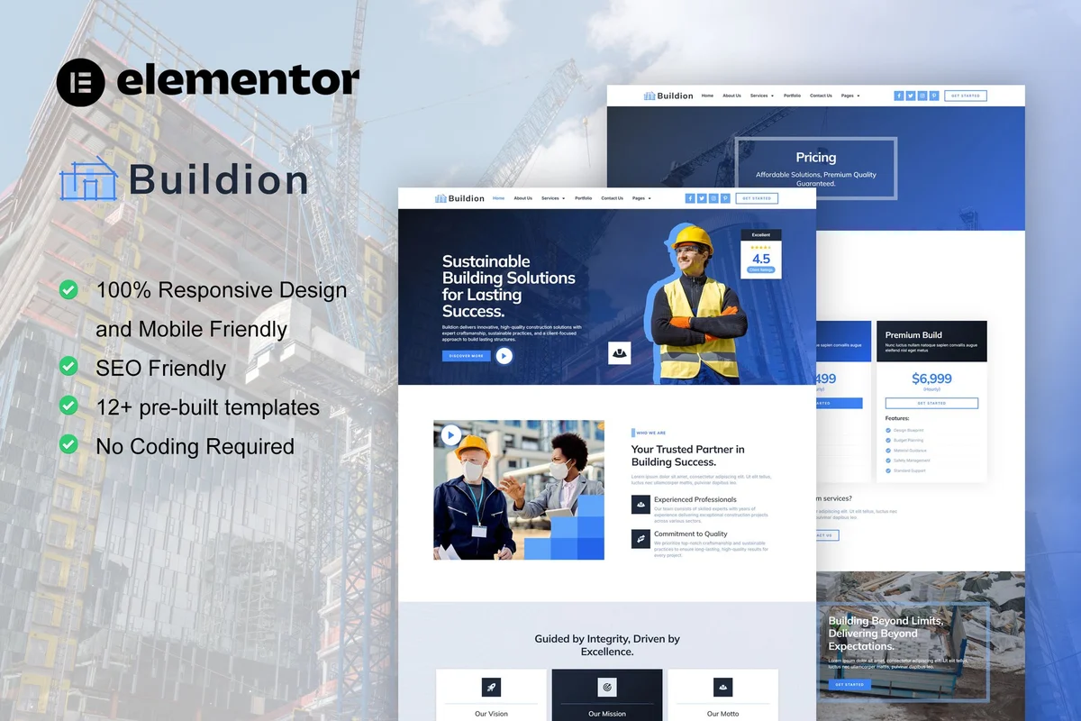 工程团队Elementor网站模板_一键导入快速建站插图-WP资源海 建筑/地产 Elementor 网站模板封面