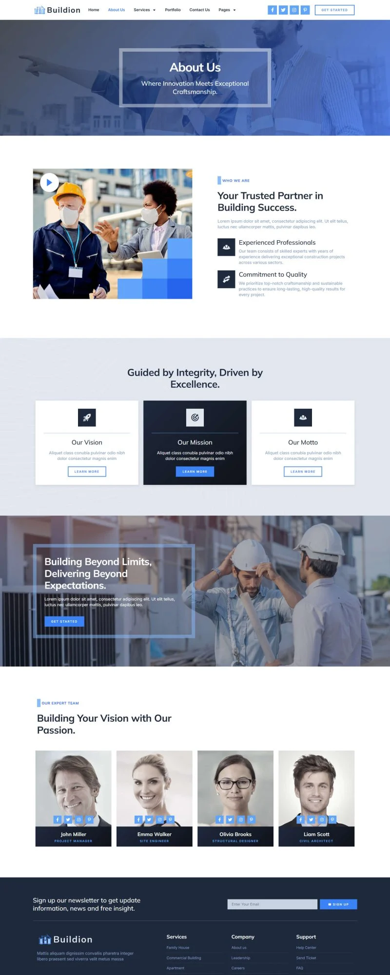 工程团队Elementor网站模板_一键导入快速建站插图2-WP资源海 建筑/地产 Elementor 模板关于我们预览