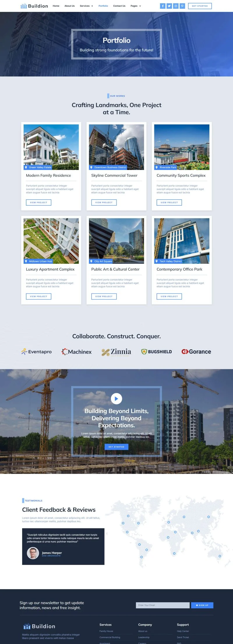 工程团队Elementor网站模板_一键导入快速建站插图6-WP资源海 建筑/地产 Elementor 模板案例页面预览