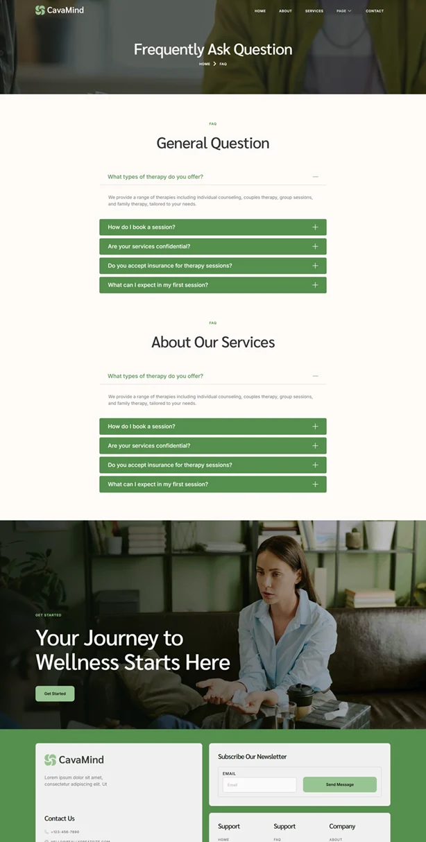 健康/医药 Elementor 模板常见问题预览