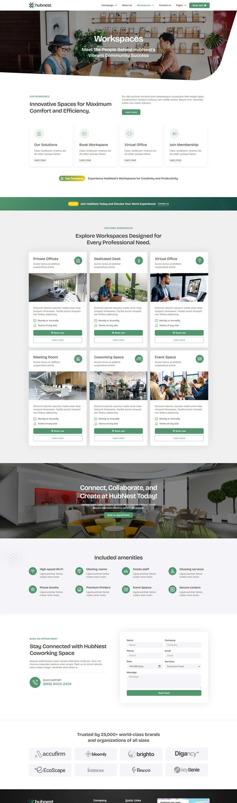 服务/咨询 Elementor 模板空间列表预览