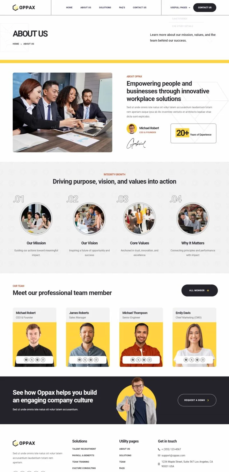 企业人力资源Elementor网站模板_一键导入快速建站插图2-WP资源海 企业 Elementor 模板关于我们预览