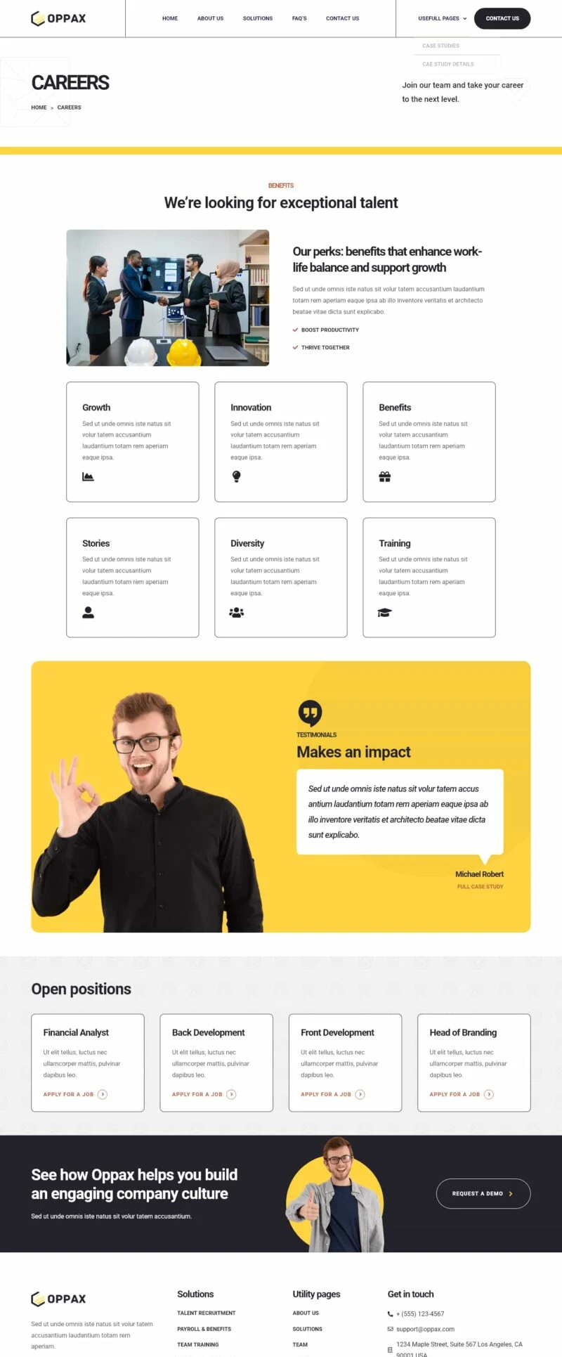 企业人力资源Elementor网站模板_一键导入快速建站插图5-WP资源海 企业 Elementor 模板招聘页面预览