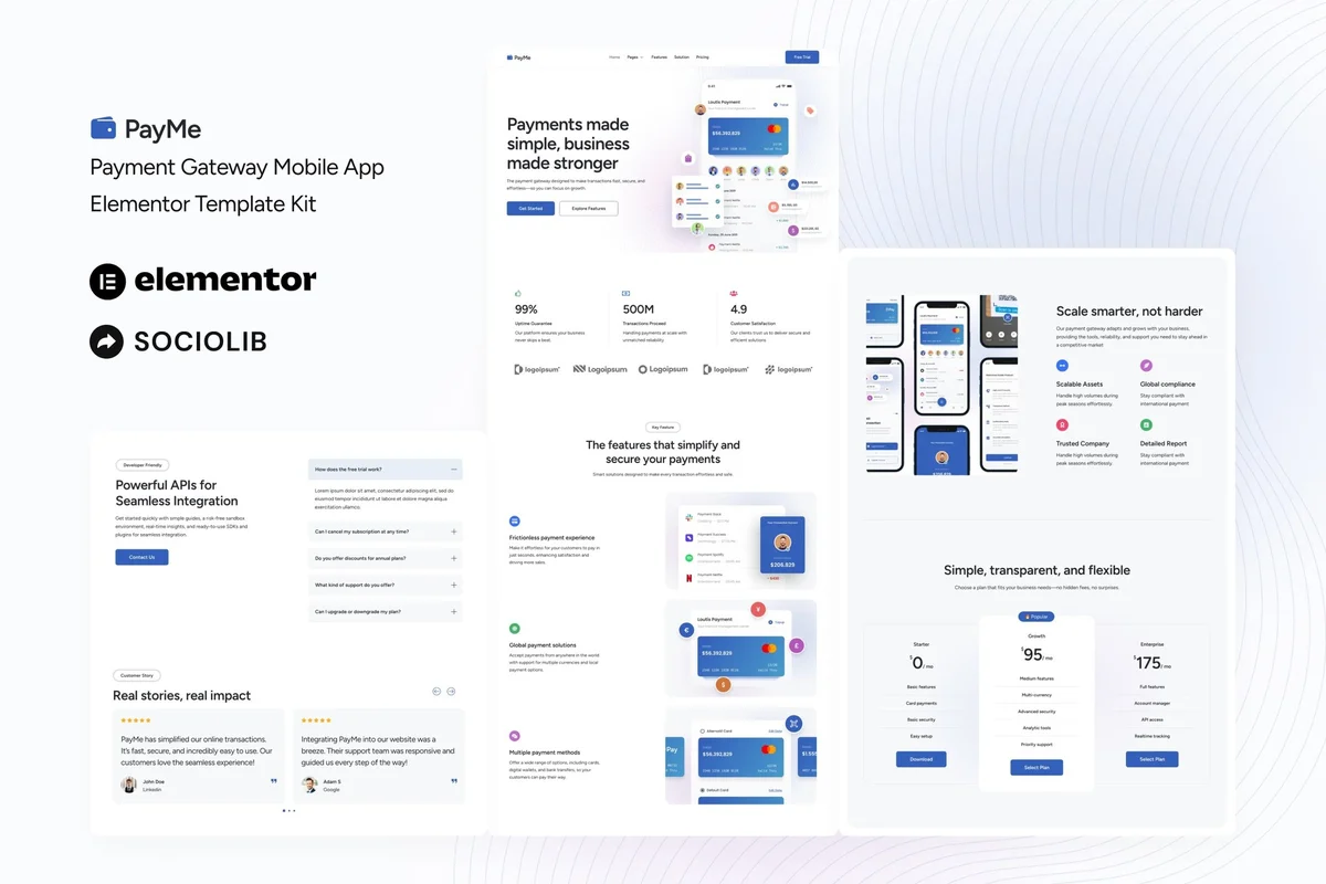 支付应用软件开发Elementor网站模板_一键导入快速建站插图-WP资源海 软件/开发 Elementor 网站模板封面