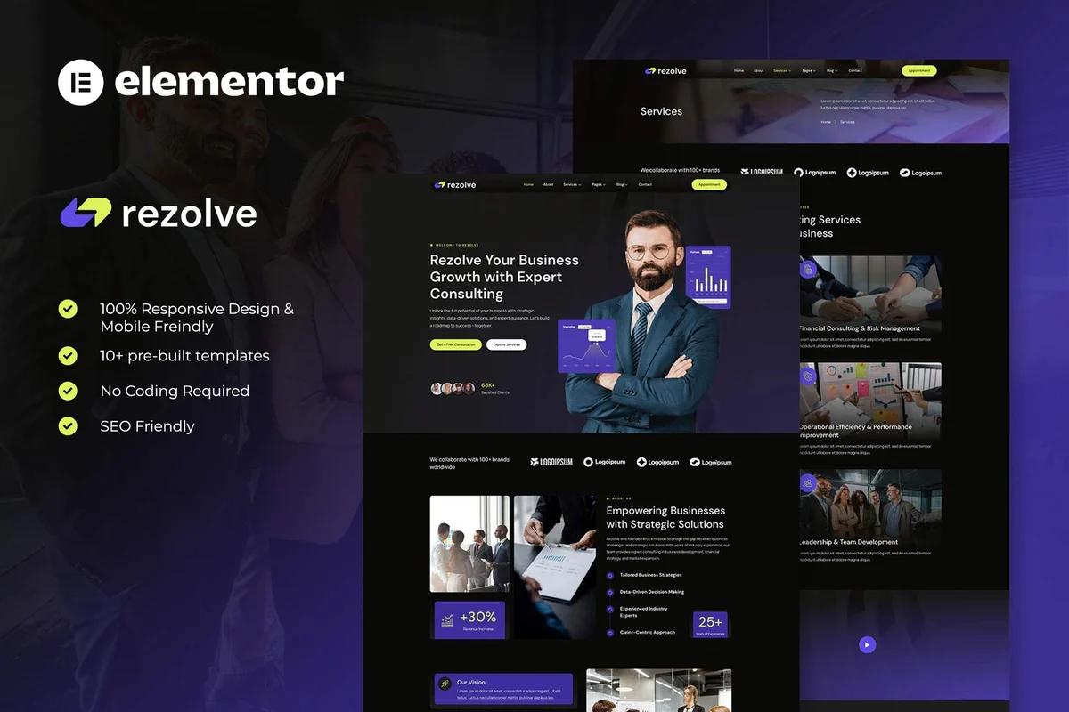商务咨询机构Elementor网站模板_一键导入快速建站插图-WP资源海 服务/咨询 Elementor 网站模板封面