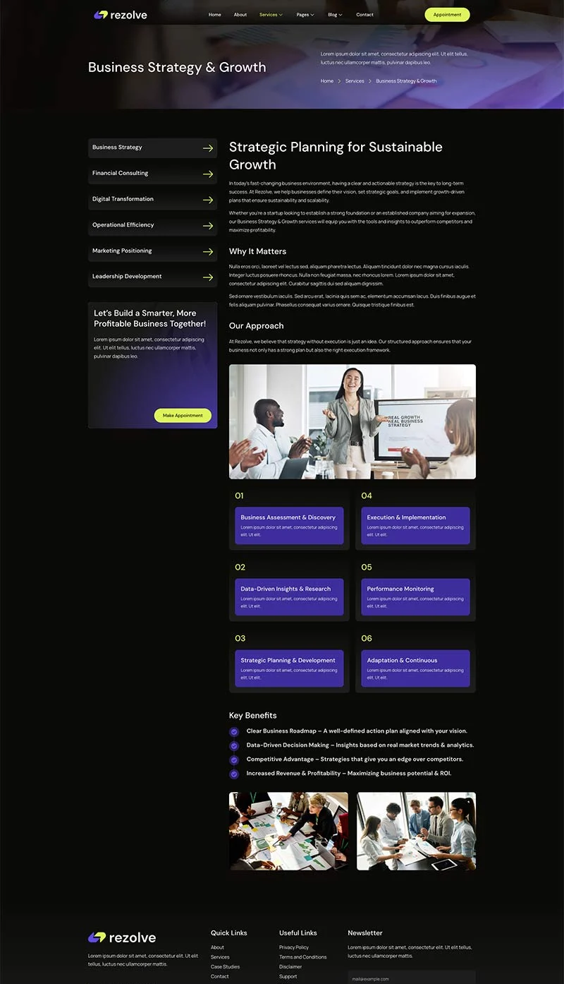 商务咨询机构Elementor网站模板_一键导入快速建站插图5-WP资源海 服务/咨询 Elementor 模板服务详情预览