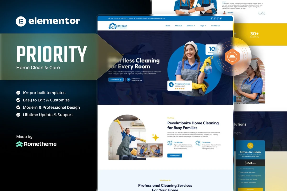 家政服务Elementor网站模板_一键导入快速建站插图-WP资源海 家政 Elementor 网站模板封面