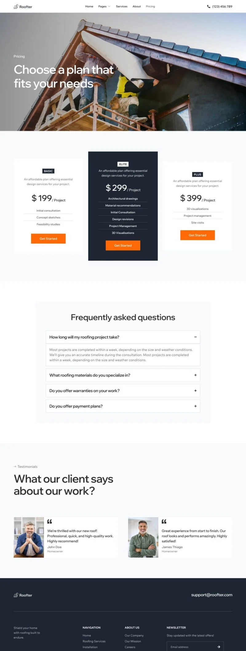 装修 Elementor 模板价格页面预览