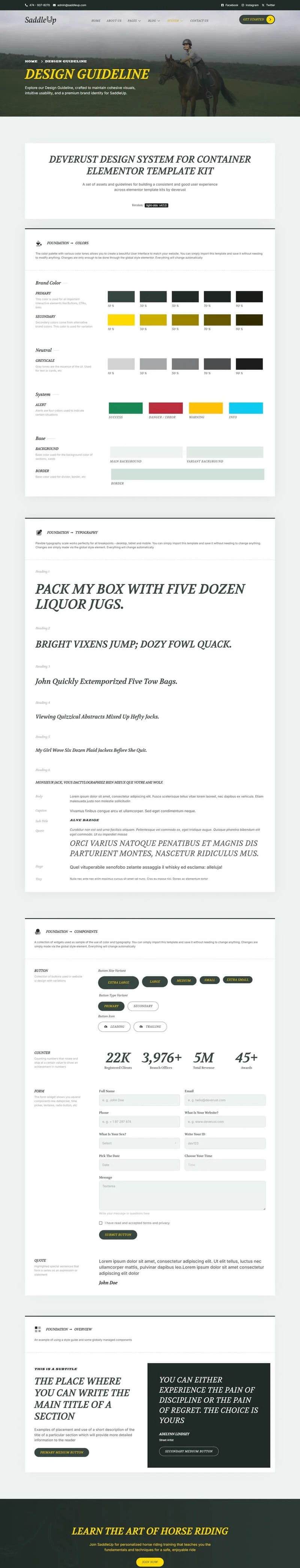 马术培训Elementor网站模板_一键导入快速建站插图3-WP资源海 教育/培训 Elementor 模板设计指南预览