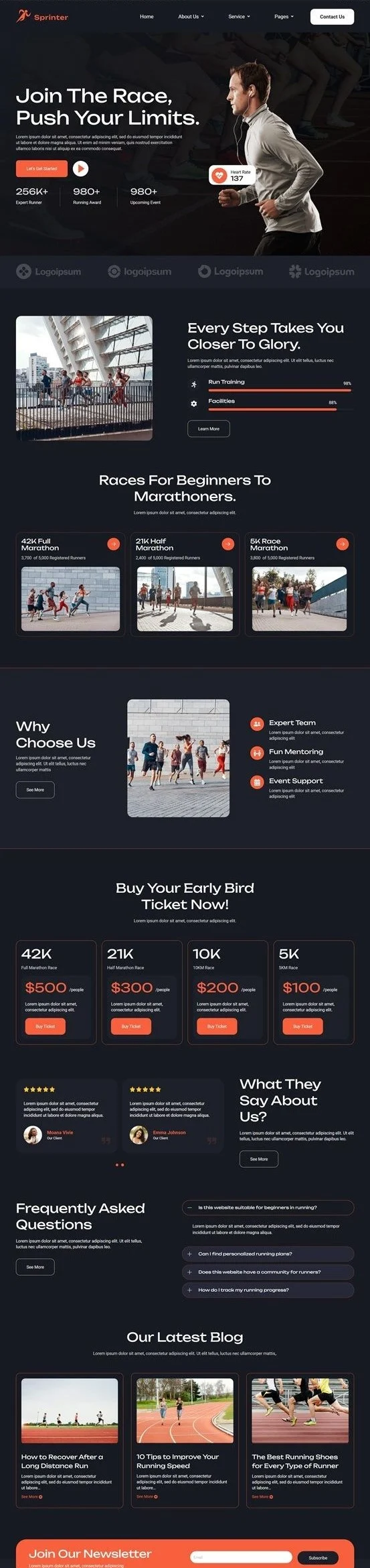 运动/健身 Elementor 模板首页预览