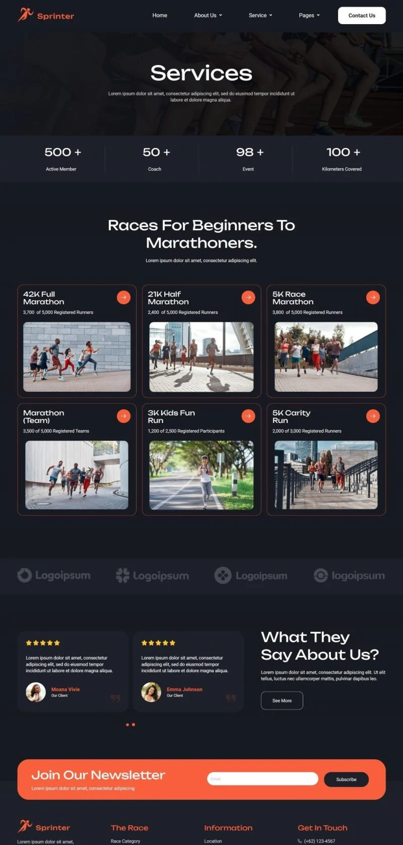 运动/健身 Elementor 模板服务页面预览