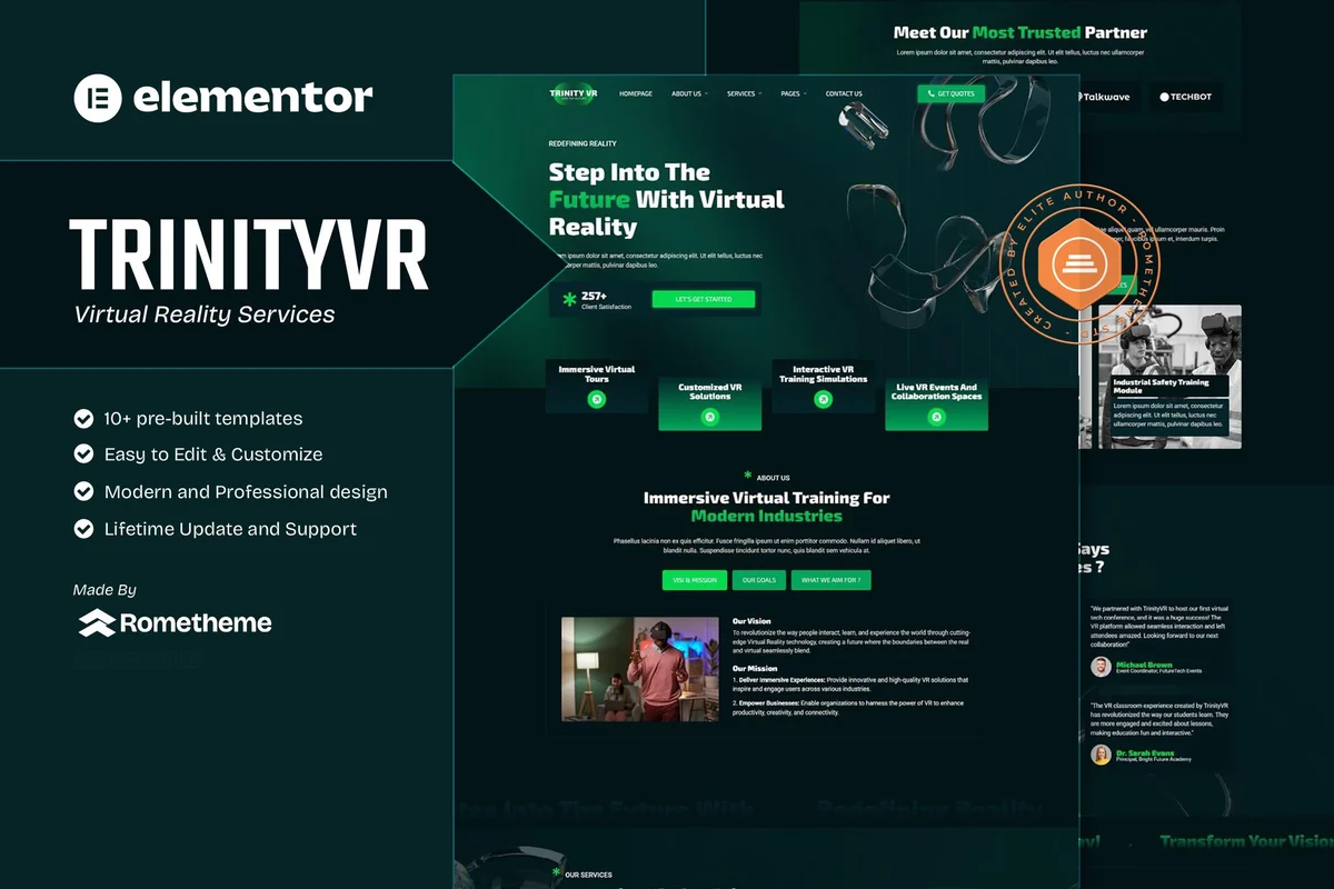 VR技术服务商Elementor网站模板_一键导入快速建站插图-WP资源海 科技/数码 Elementor 网站模板封面