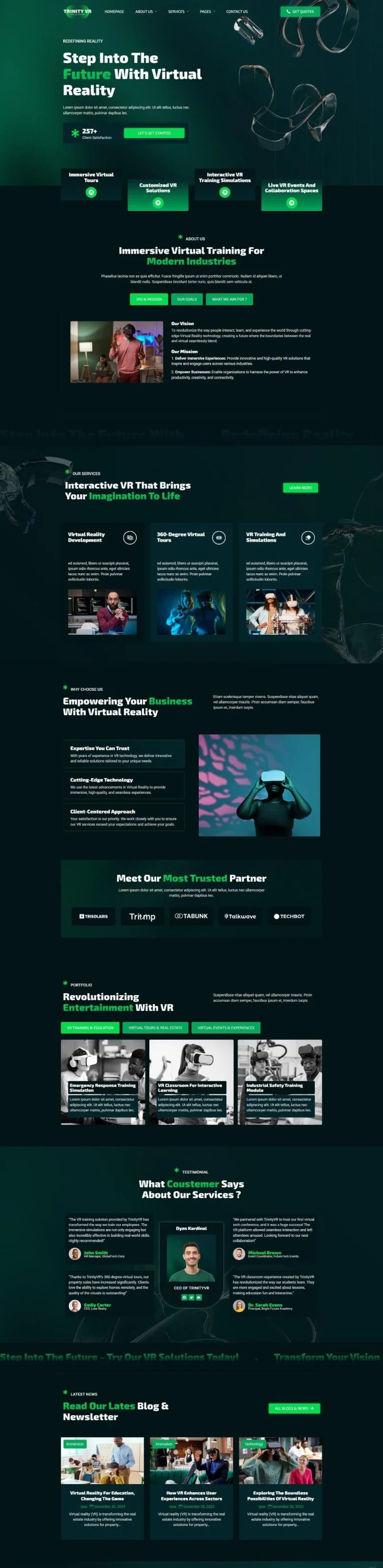 VR技术服务商Elementor网站模板_一键导入快速建站插图1-WP资源海 科技/数码 Elementor 模板首页预览
