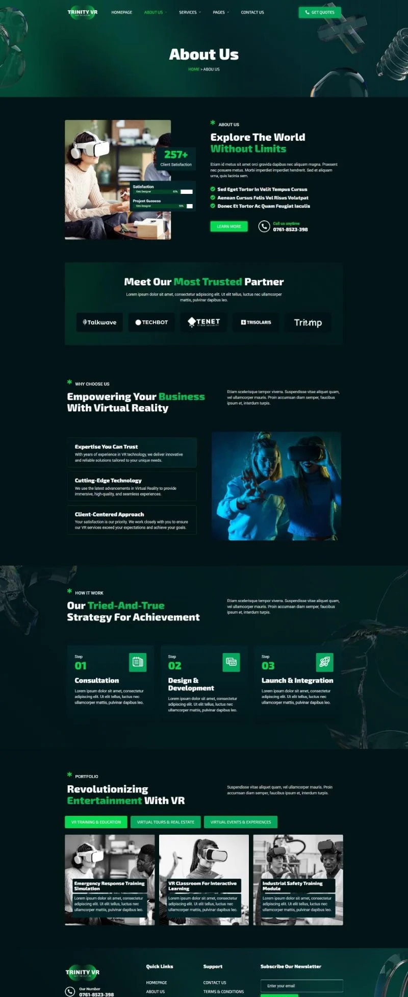 VR技术服务商Elementor网站模板_一键导入快速建站插图2-WP资源海 科技/数码 Elementor 模板关于我们预览