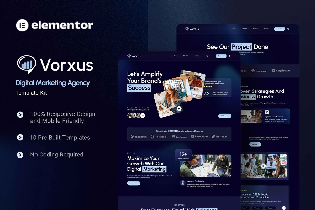 创意营销机构Elementor网站模板_一键导入快速建站插图-WP资源海 广告/营销 Elementor 网站模板封面