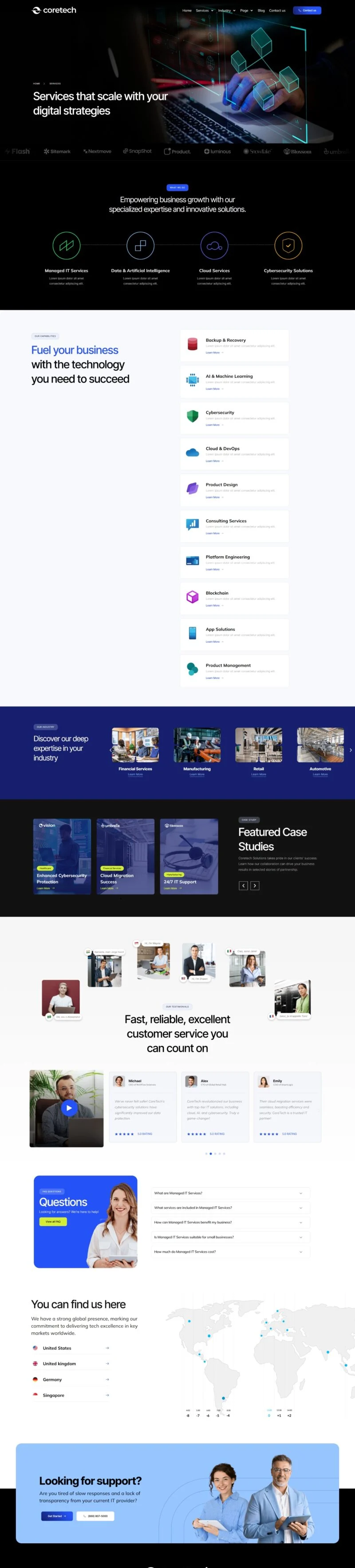IT互联网 Elementor 模板服务页面预览